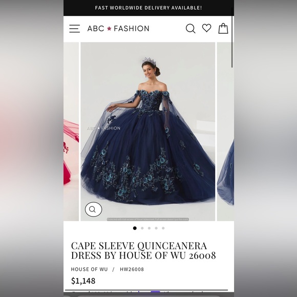 Elegant off the shoulder neckline navy blue quincè dress.🩵💙🩵💙 - Picture 6 of 6